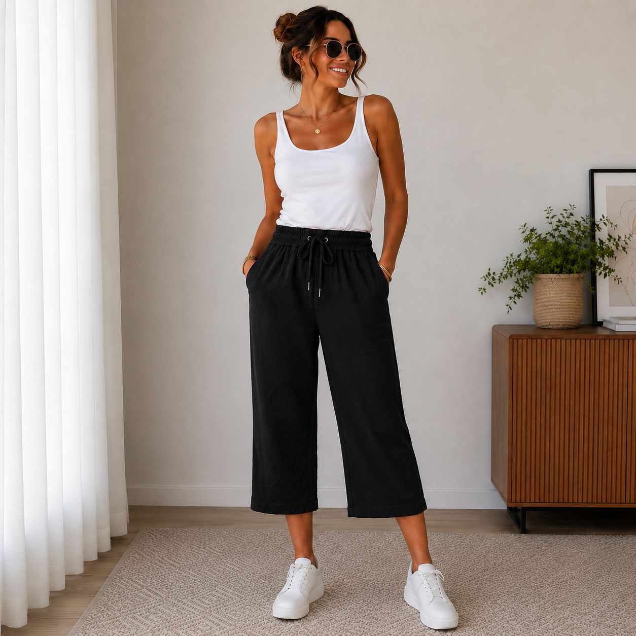 Linda - Sommer 7/8 Hose Stoff - Tragbar von  40 - 46