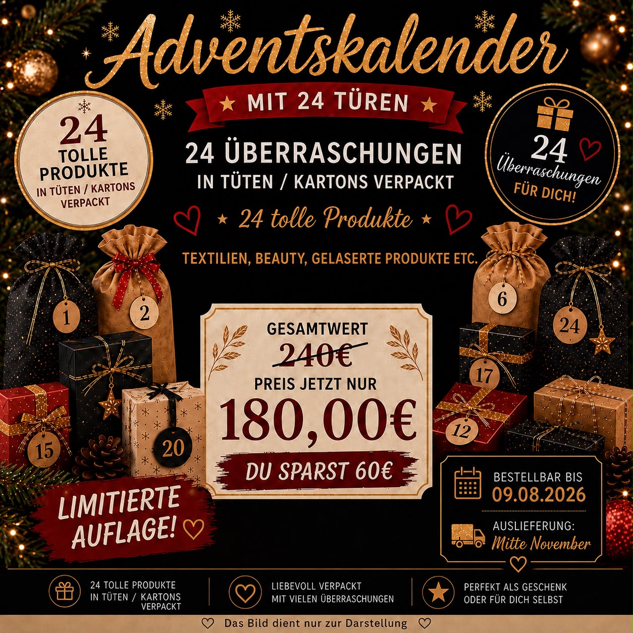 Adventskalender 2026 - 24 Produkte - Limitierte Auflage - bestellbar bis 09.08.2026