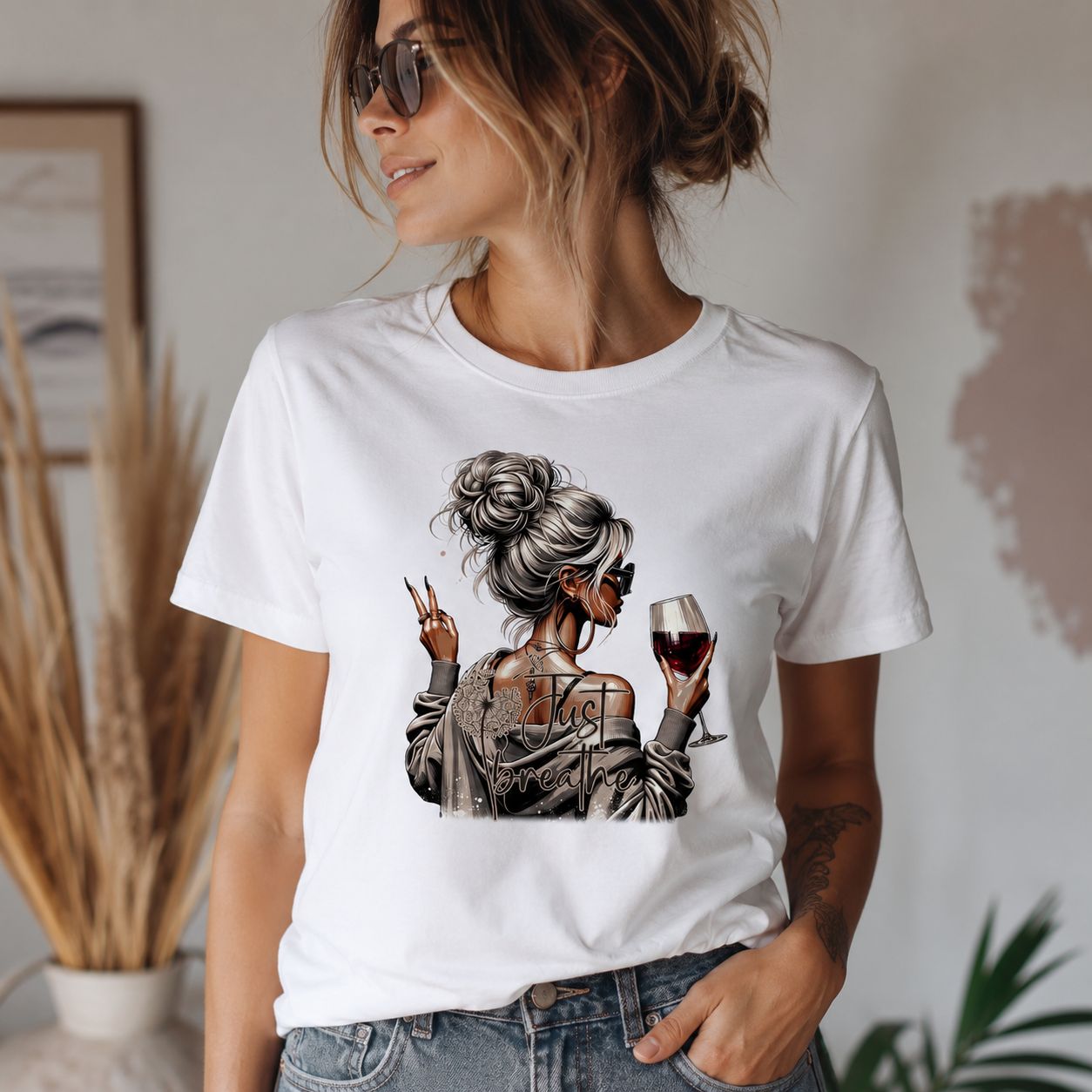 Just Breath T-Shirt – Damen Shirt mit stilvollem Fashion-Print