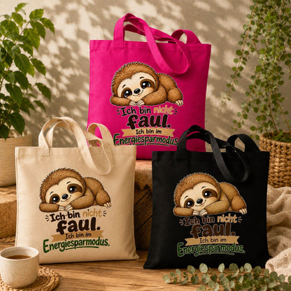 Statement Tasche Baumwolle Faultier Enersparmodus