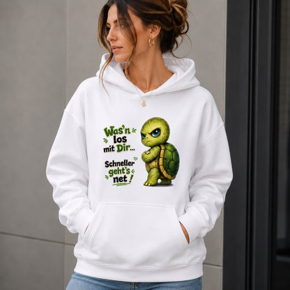 Statement Schildkröte Was’n los mit Dir? Hoodie Pullover Frontprint & Backprint | Unisex