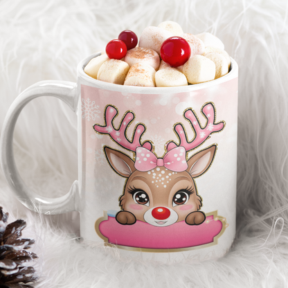Tasse - Rentier Rosa - Personalisierbar
