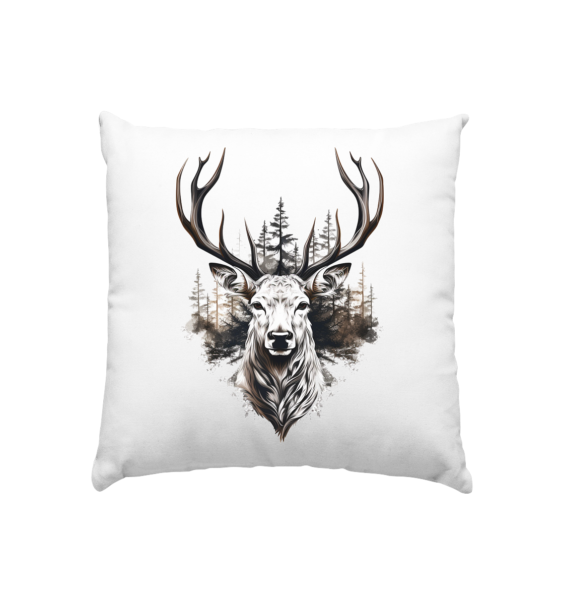 Hirsch Kopfkissen Dekokissen Couchkissen Digitaldruck  - Kissen 40x40cm