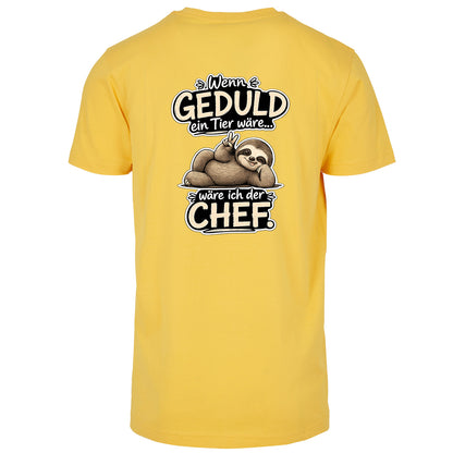 Statement T-Shirt Shirt Geduld Chef Faultier Frontprint & Backprint | Unisex