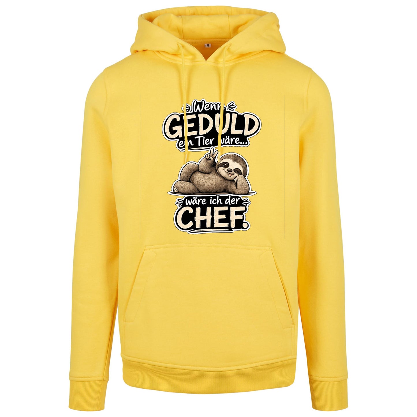 Statement Hoodie Geduld Chef Faultier Frontprint & Backprint | Unisex
