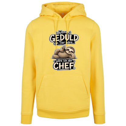 Statement Hoodie Geduld Chef Faultier Frontprint & Backprint | Unisex