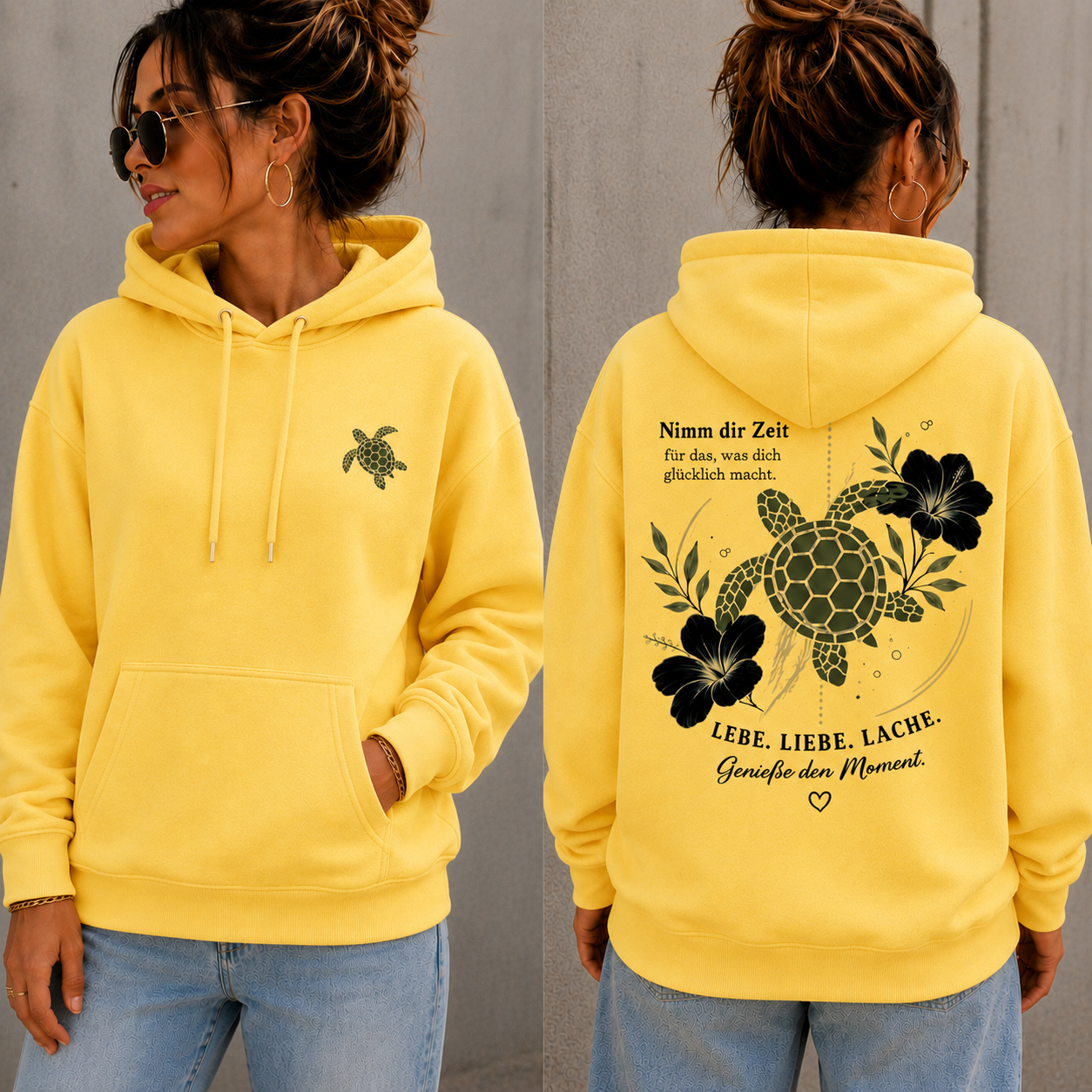 Statement Hoodie Schildkröte Nimm dir Zeit... Frontprint & Backprint | Unisex