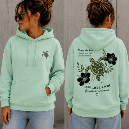 Statement Hoodie Schildkröte Nimm dir Zeit... Frontprint & Backprint | Unisex