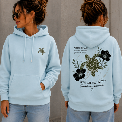 Statement Hoodie Schildkröte Nimm dir Zeit... Frontprint & Backprint | Unisex