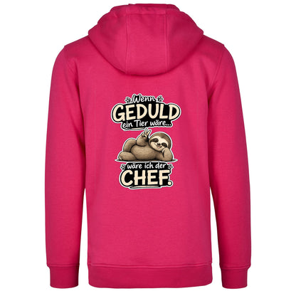 Statement Hoodie Geduld Chef Faultier Frontprint & Backprint | Unisex