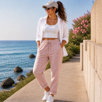 Damen Schlupfhose Größe 38-42 – bequeme Freizeithose mit elastischem Bund
