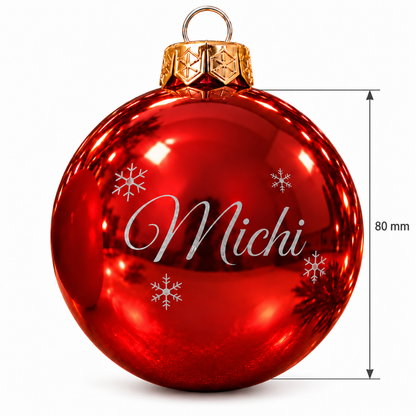 Personalisierte Weihnachtskugel aus Glas mit Wunschtext | Lasergravur