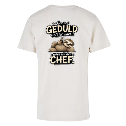 Statement T-Shirt Shirt Geduld Chef Faultier Frontprint & Backprint | Unisex