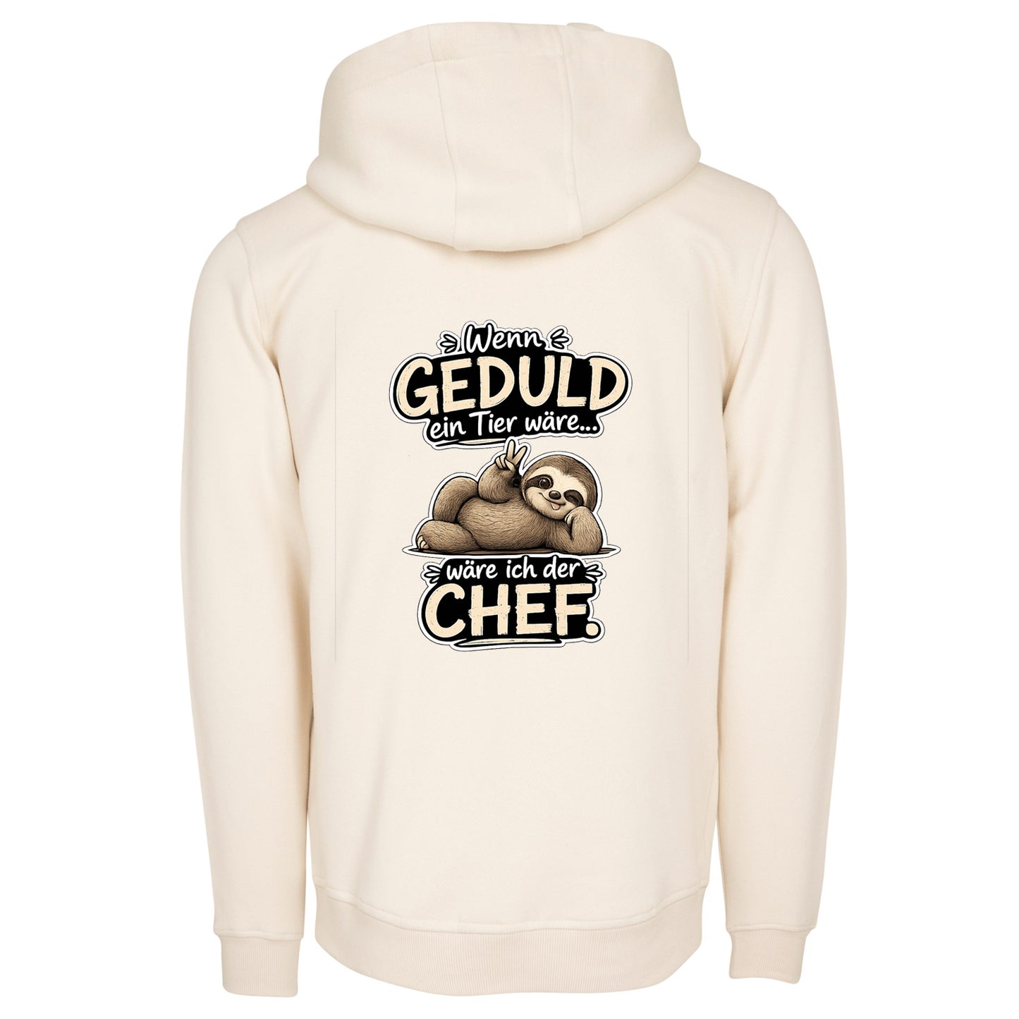 Statement Hoodie Geduld Chef Faultier Frontprint & Backprint | Unisex
