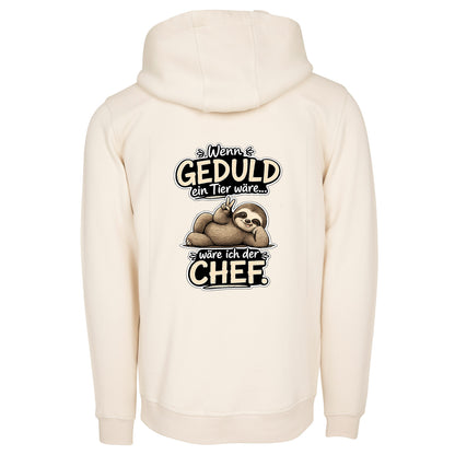 Statement Hoodie Geduld Chef Faultier Frontprint & Backprint | Unisex