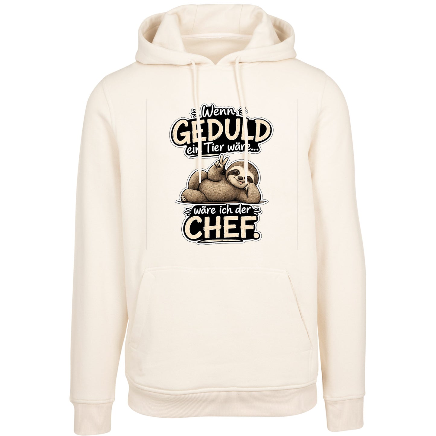 Statement Hoodie Geduld Chef Faultier Frontprint & Backprint | Unisex