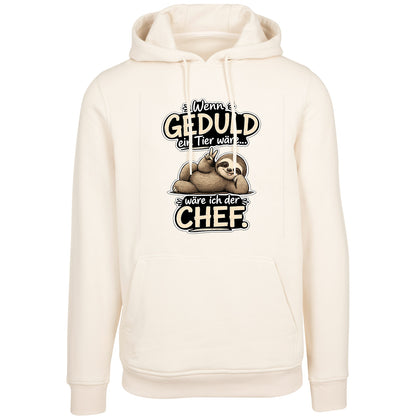 Statement Hoodie Geduld Chef Faultier Frontprint & Backprint | Unisex