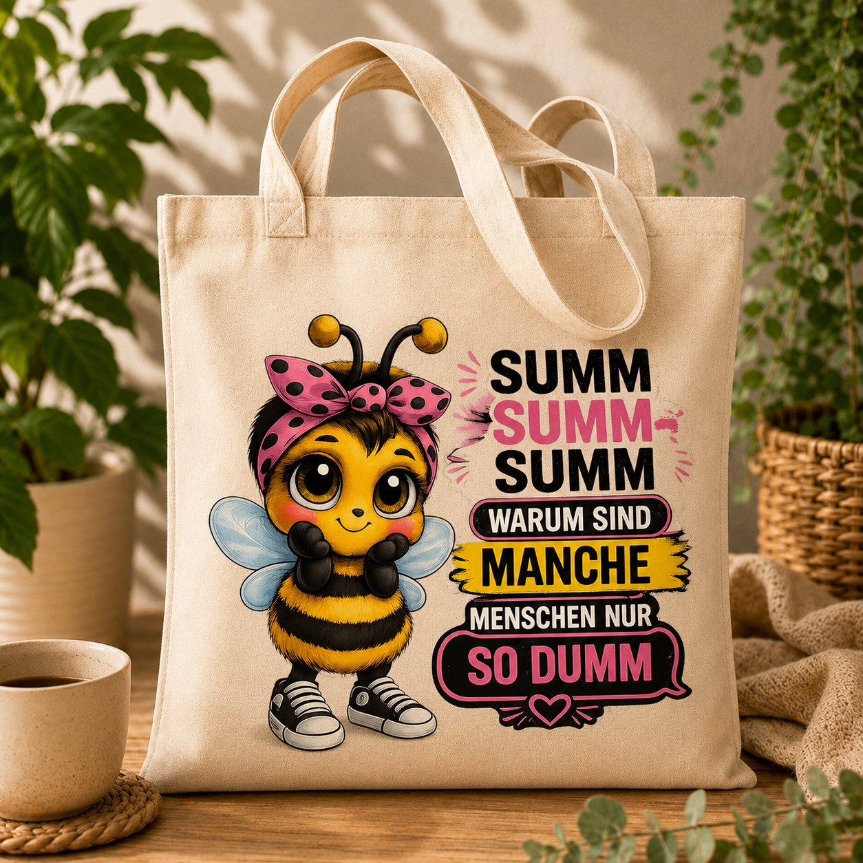 Statement Tasche Baumwolle Biene Dumm weiblich