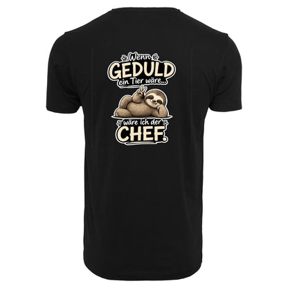 Statement T-Shirt Shirt Geduld Chef Faultier Frontprint & Backprint | Unisex