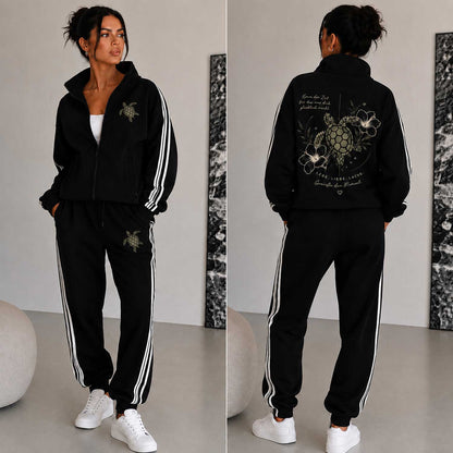 Statement Jogginganzug Schildkröte Nimm dir Zeit... Frontprint & Backprint | Unisex