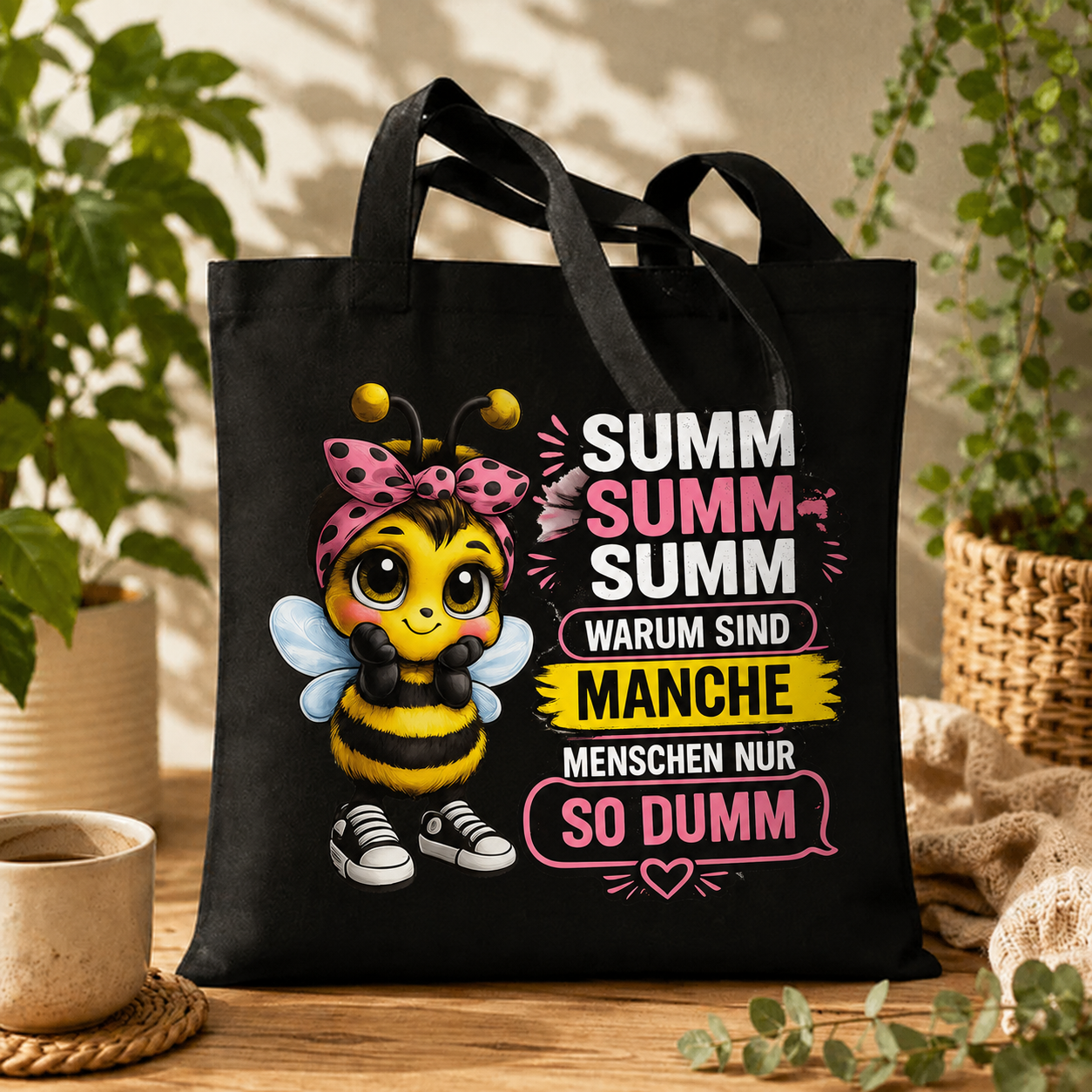 Statement Tasche Baumwolle Biene Dumm weiblich