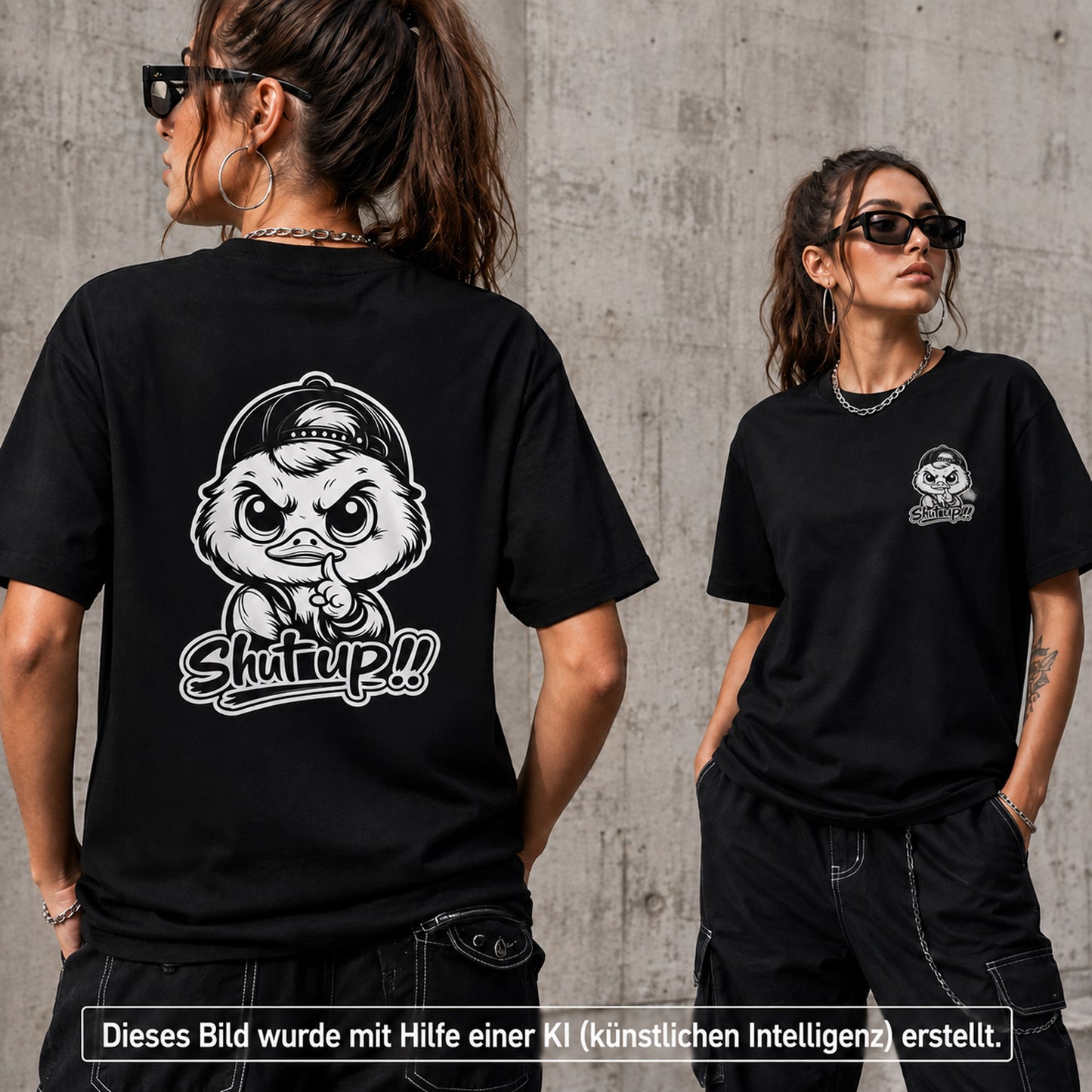 T-Shirt Shirt Duck Shut up Frontprint & Backprint | Unisex