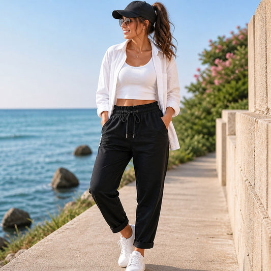 Damen Schlupfhose Größe 38-42 – bequeme Freizeithose mit elastischem Bund
