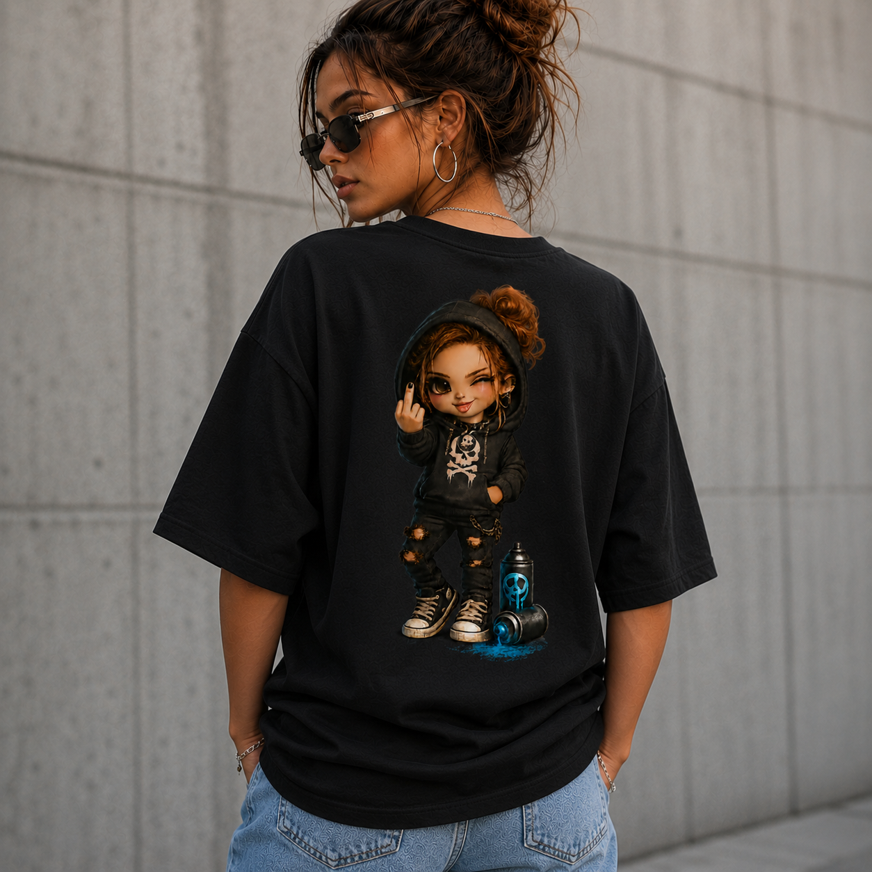 Badass Chibi Girl T-Shirt | Frontprint & Backprint | Unisex