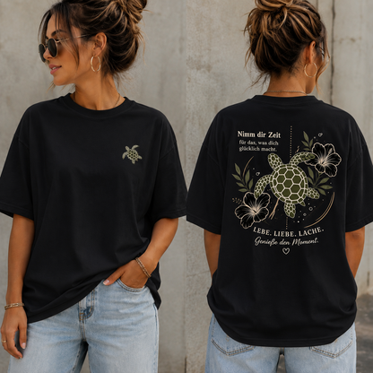Statement T-Shirt Shirt Schildkröte Nimm dir Zeit....Frontprint & Backprint | Unisex