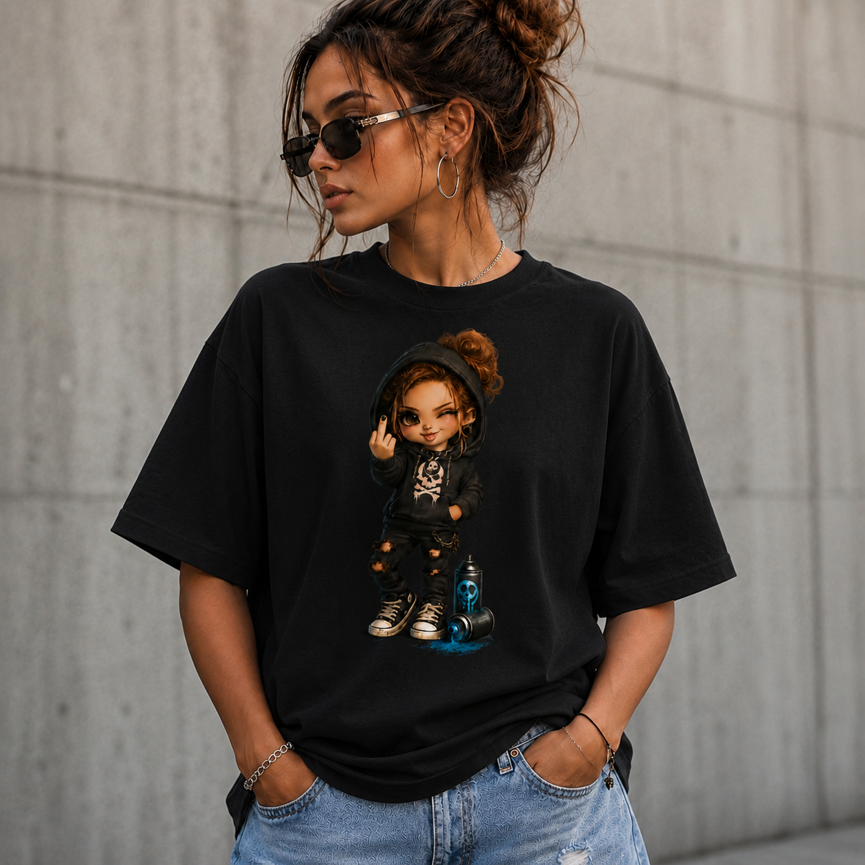 Badass Chibi Girl T-Shirt | Frontprint & Backprint | Unisex