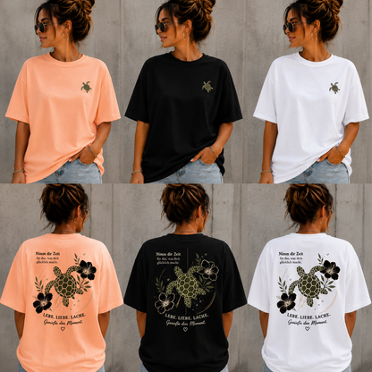 Statement T-Shirt Shirt Schildkröte Nimm dir Zeit....Frontprint & Backprint | Unisex