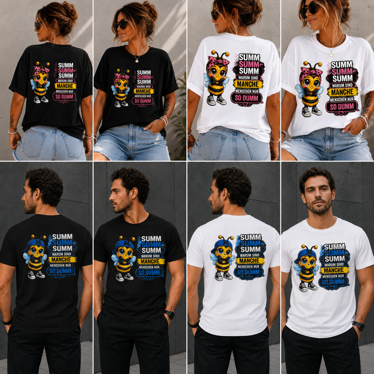 Statement Biene Dumm T-Shirt Shirt Frontprint & Backprint | Unisex