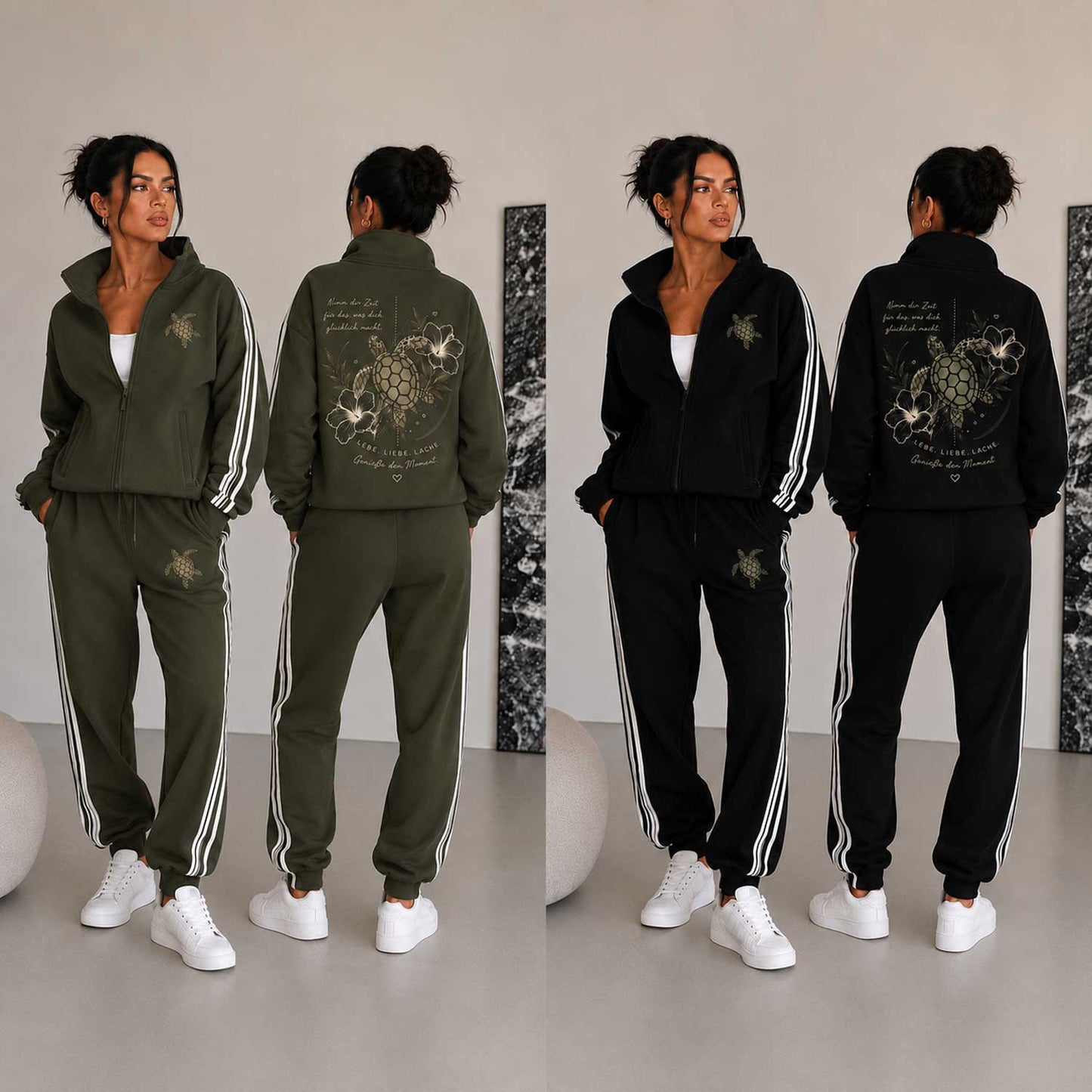 Statement Jogginganzug Schildkröte Nimm dir Zeit... Frontprint & Backprint | Unisex