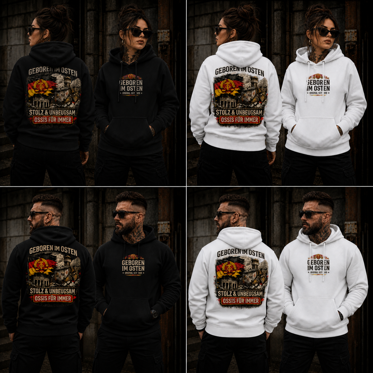 Statement Geboren im Osten... Hoodie  Frontprint & Backprint | Unisex