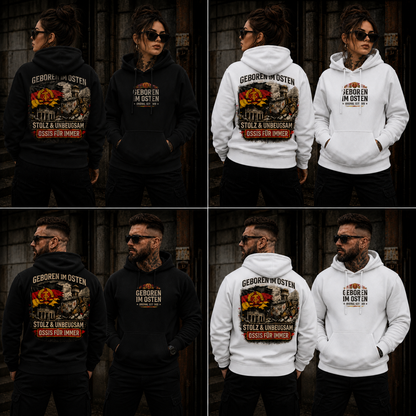 Statement Geboren im Osten... Hoodie  Frontprint & Backprint | Unisex