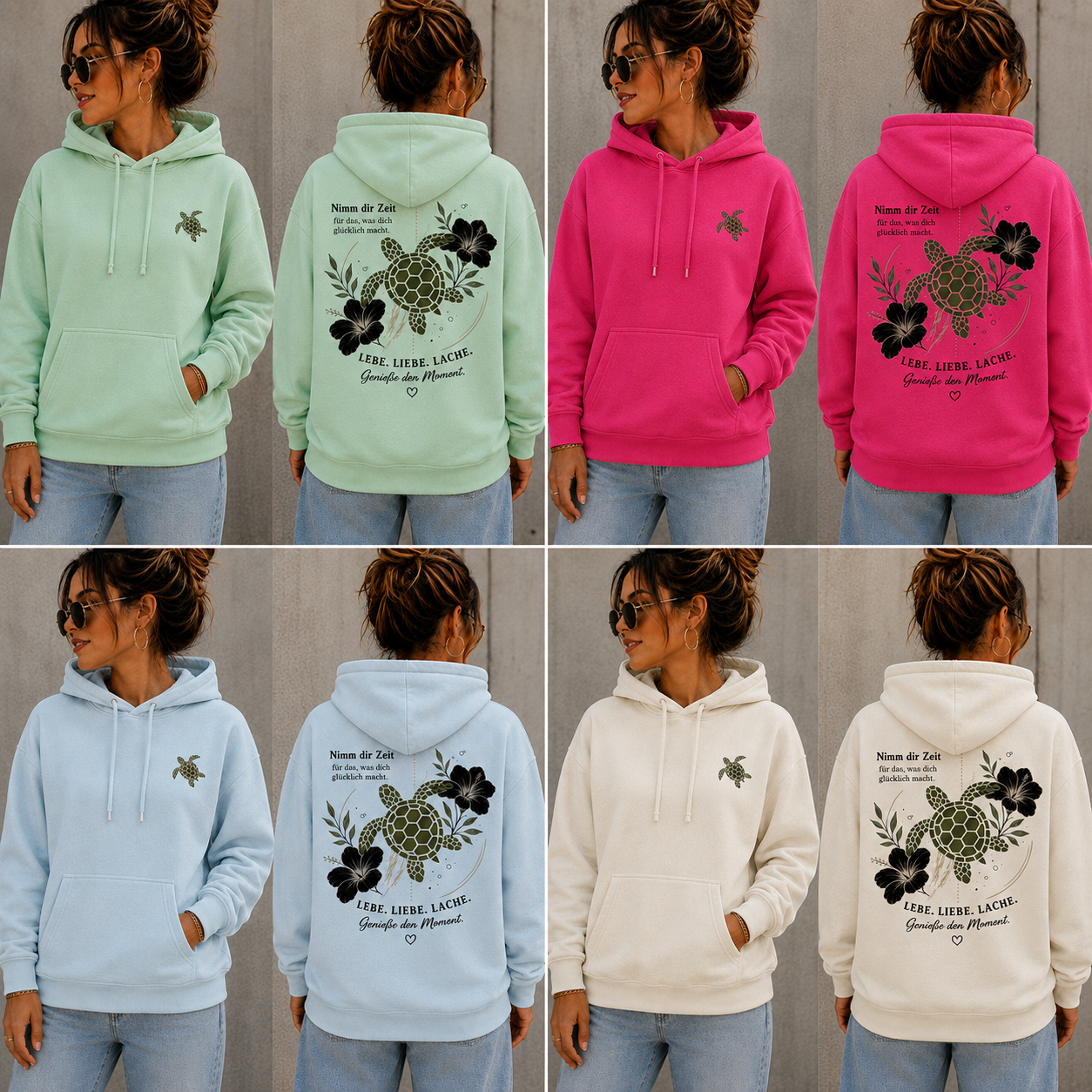 Statement Hoodie Schildkröte Nimm dir Zeit... Frontprint & Backprint | Unisex