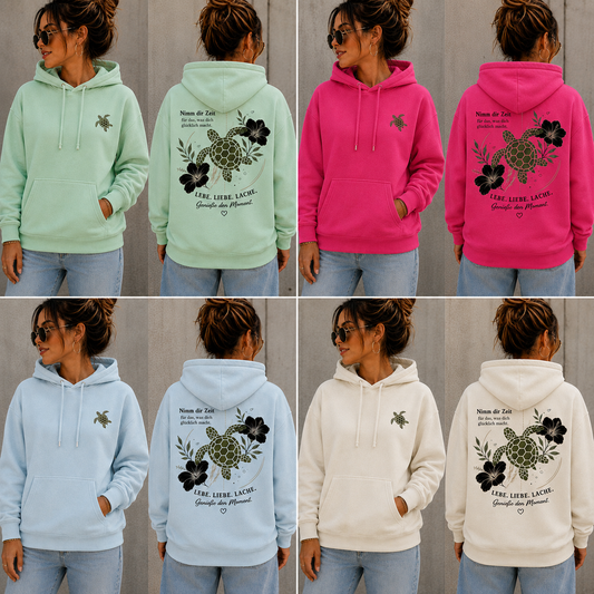 Statement Hoodie Schildkröte Nimm dir Zeit... Frontprint & Backprint | Unisex