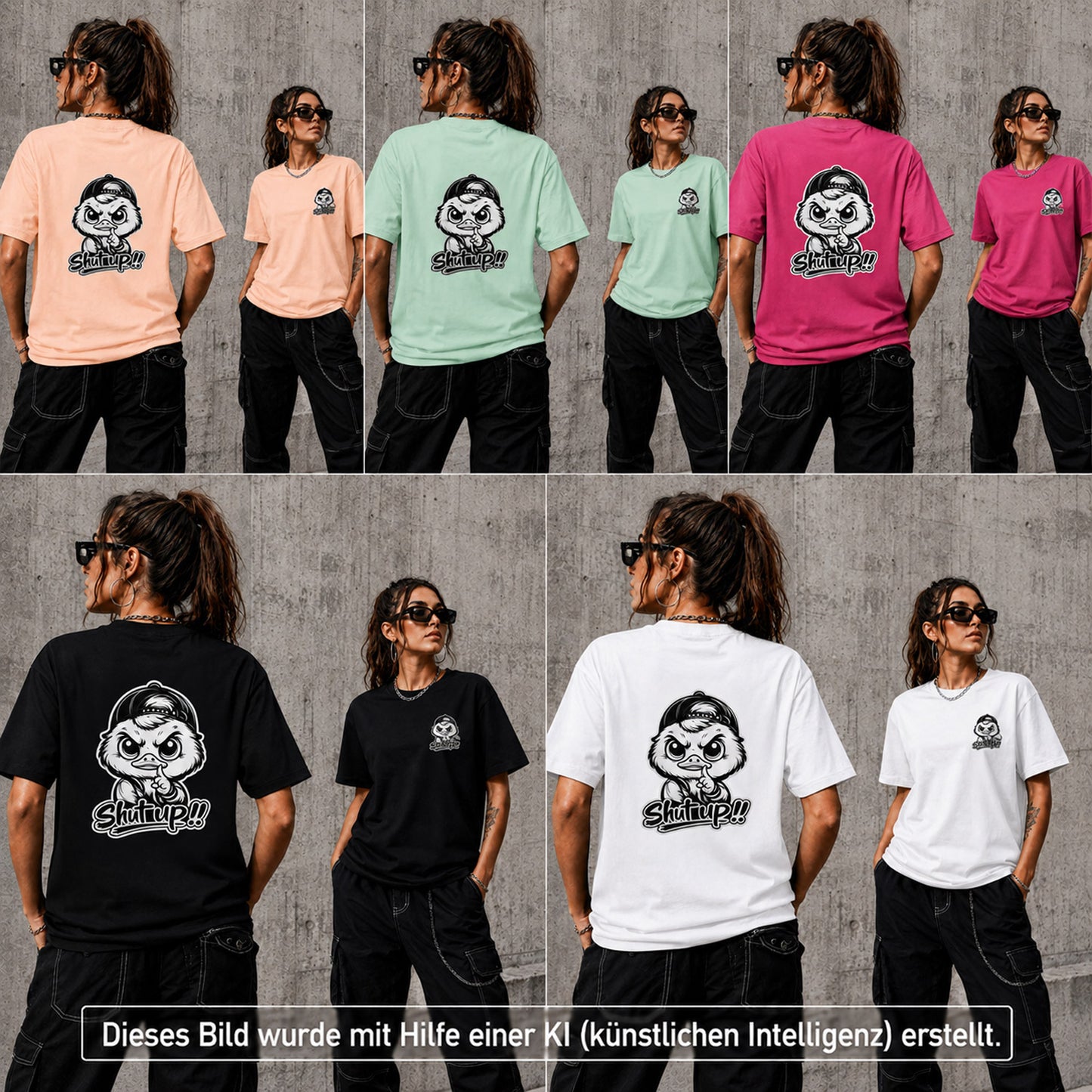T-Shirt Shirt Duck Shut up Frontprint & Backprint | Unisex