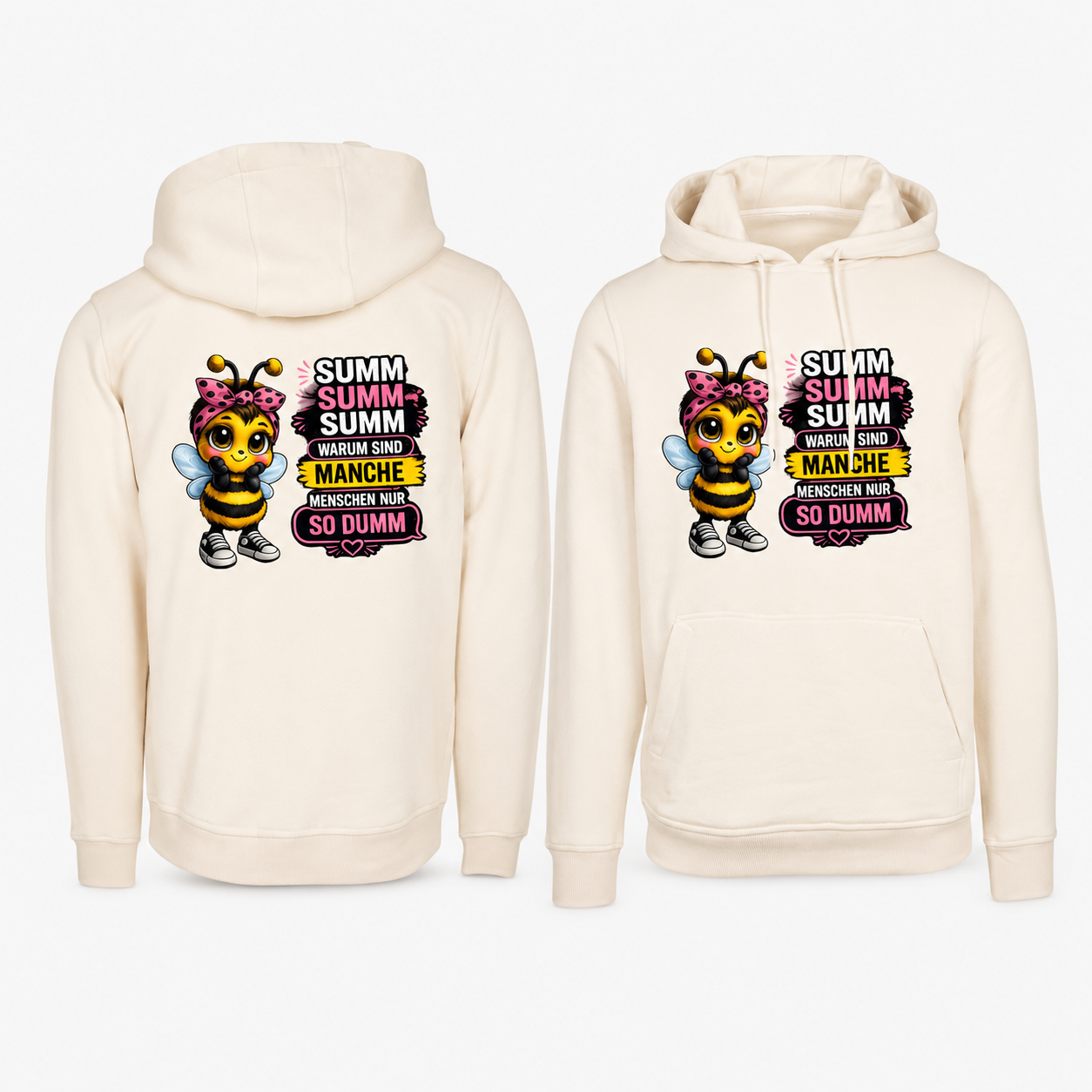 Statement Hoodie Biene Dumm weiblich Hoodie Frontprint & Backprint | Unisex