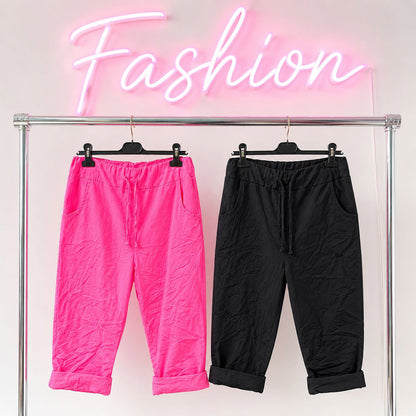 Damen Capri Schlupfhose Größe 42 bis 48 – bequeme Freizeithose mit elastischem Bund