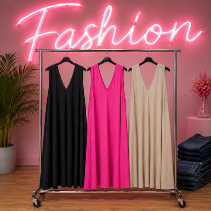 Damenkleid Größe 44 bis 52 – lockeres Freizeitkleid aus Viskose-Mix
