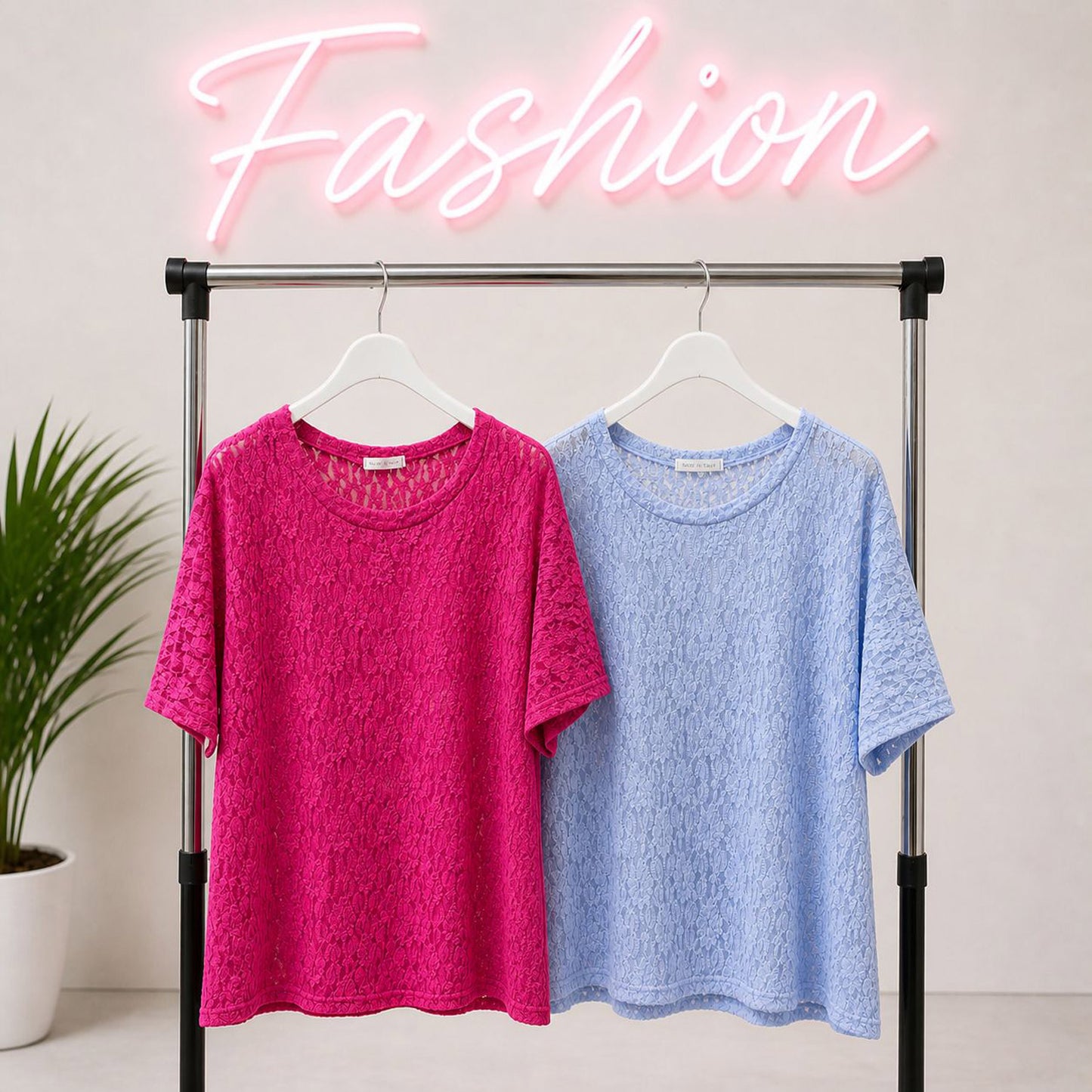 Damen Spitzenshirt Größe 40-48 – lockeres Shirt mit Spitze