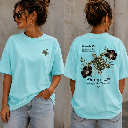 Statement T-Shirt Shirt Schildkröte Nimm dir Zeit....Frontprint & Backprint | Unisex
