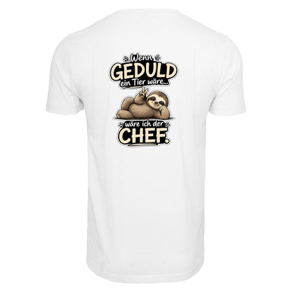 Statement T-Shirt Shirt Geduld Chef Faultier Frontprint & Backprint | Unisex
