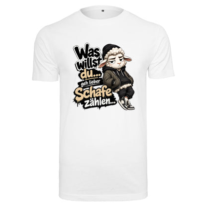 Statement Schaf Was willst du..   T-Shirt Shirt Frontprint & Backprint | Unisex