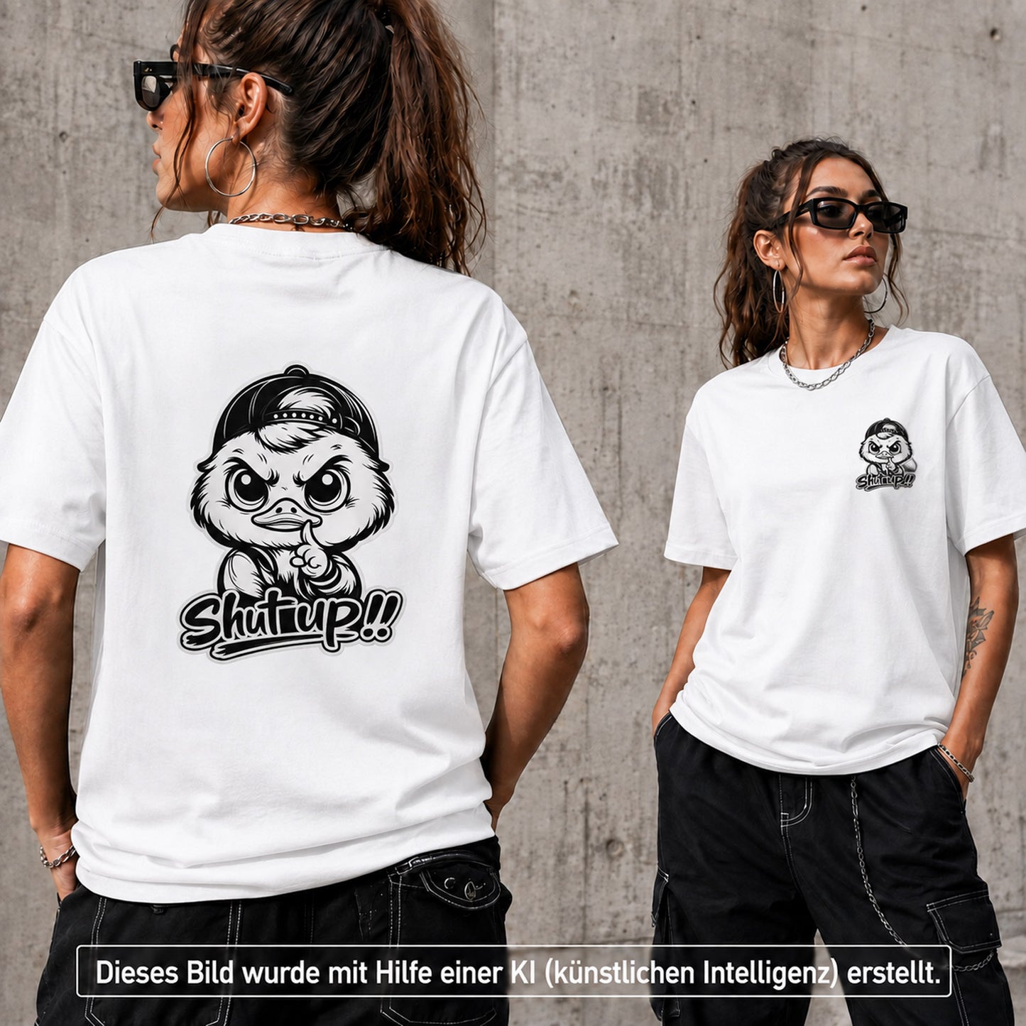 T-Shirt Shirt Duck Shut up Frontprint & Backprint | Unisex