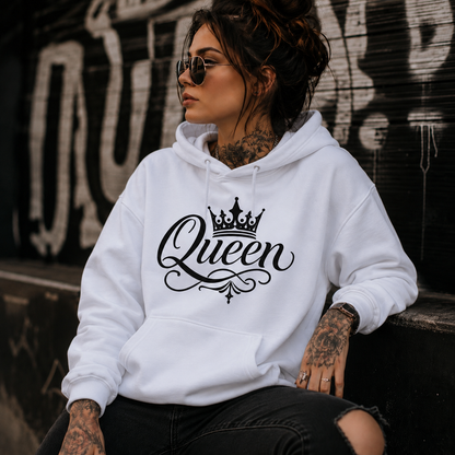 Statement Queen Krone Hoodie Pullover Frontprint & Backprint | Unisex
