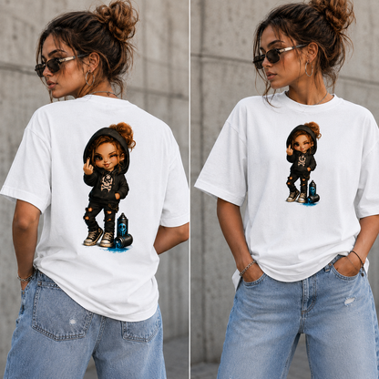 Badass Chibi Girl T-Shirt | Frontprint & Backprint | Unisex
