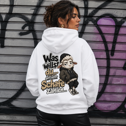 Statement Schafe zählen  Hoodie Pullover Frontprint & Backprint | Unisex