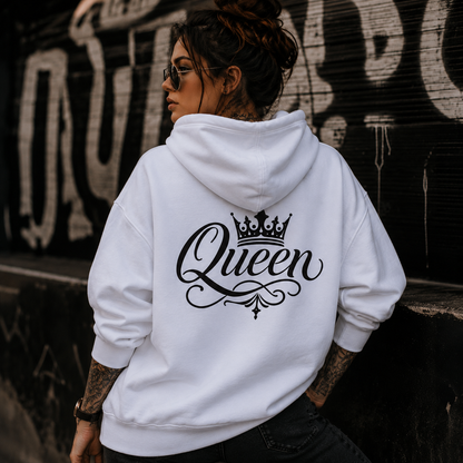 Statement Queen Krone Hoodie Pullover Frontprint & Backprint | Unisex